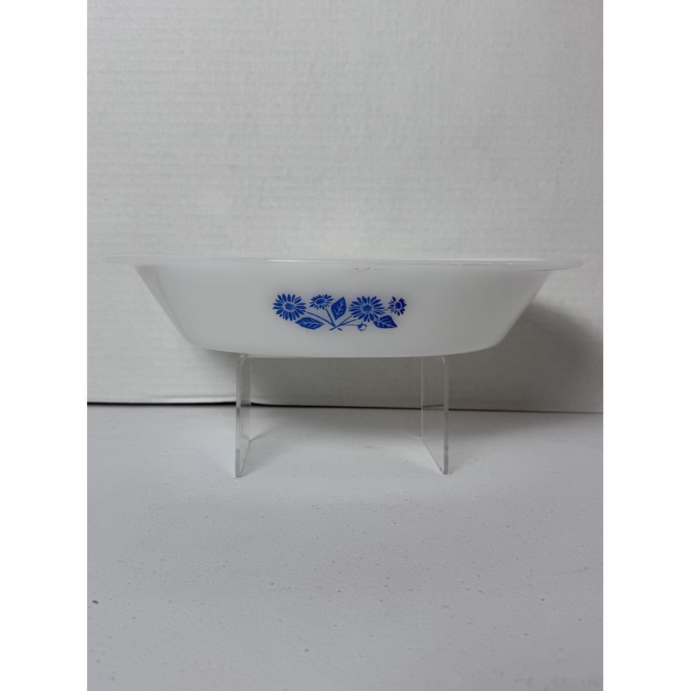 Glasbake Divided Casserole Dish J2352 Blue‎ Floral Design